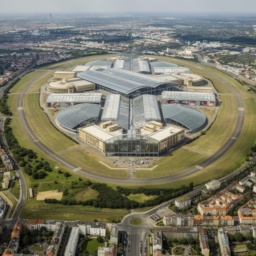 Vision: Das Tempelhofer Feld als größtes Einkaufszentrum der Welt, integriert mit dem historischen Flughafengebäude